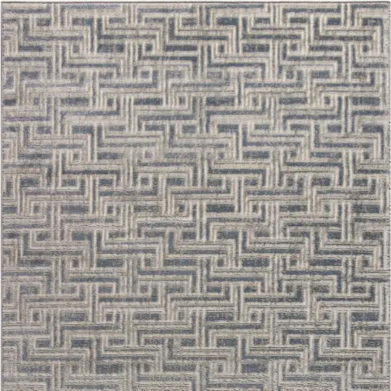 Blue Geometric Distressed Area Rug Photo 6