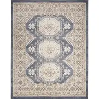 Photo of Blue Geometric Distressed Area Rug