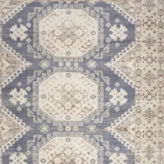 Blue Geometric Distressed Area Rug Photo 8