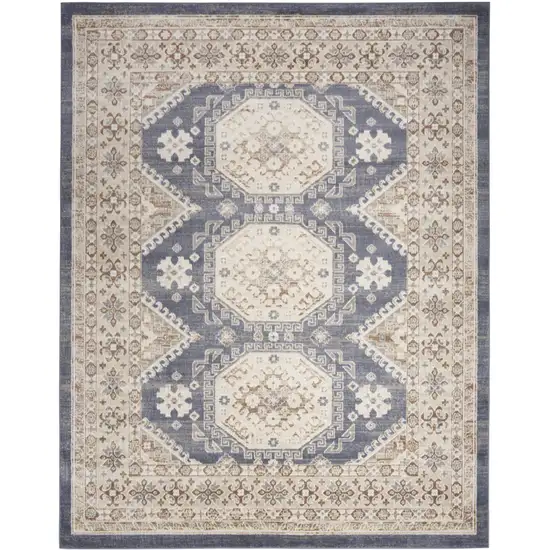 Blue Geometric Distressed Area Rug Photo 1