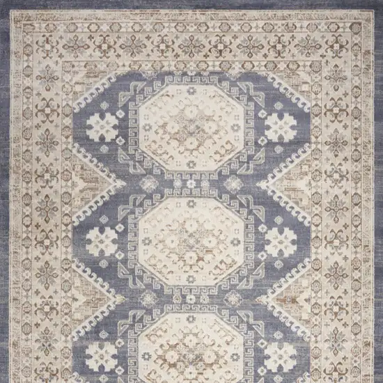 Blue Geometric Distressed Area Rug Photo 9