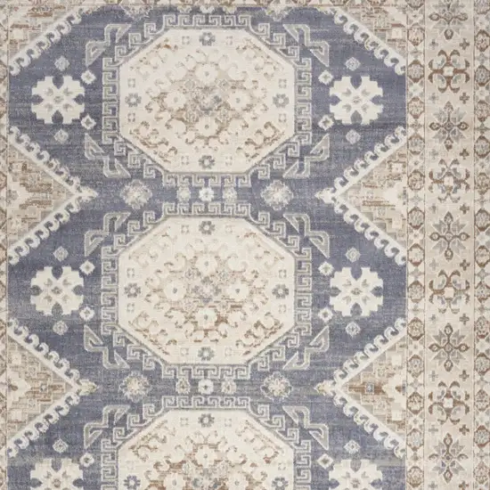 Blue Geometric Distressed Area Rug Photo 8