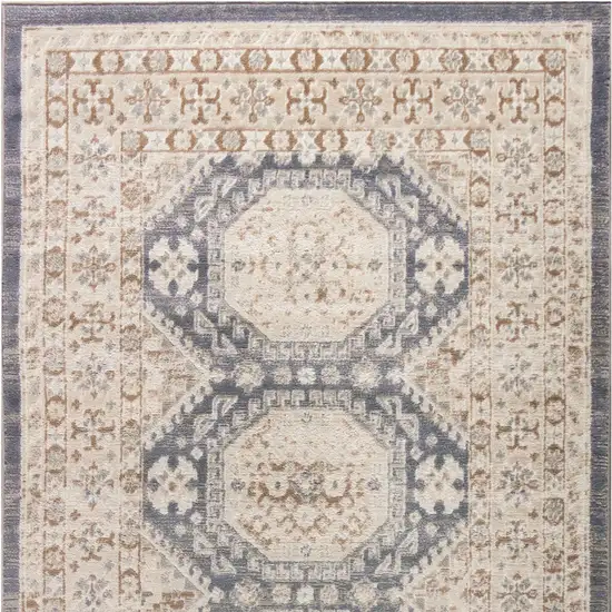 Blue Geometric Distressed Area Rug Photo 9