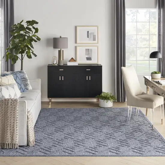 Blue Geometric Flatweave Area Rug Photo 6