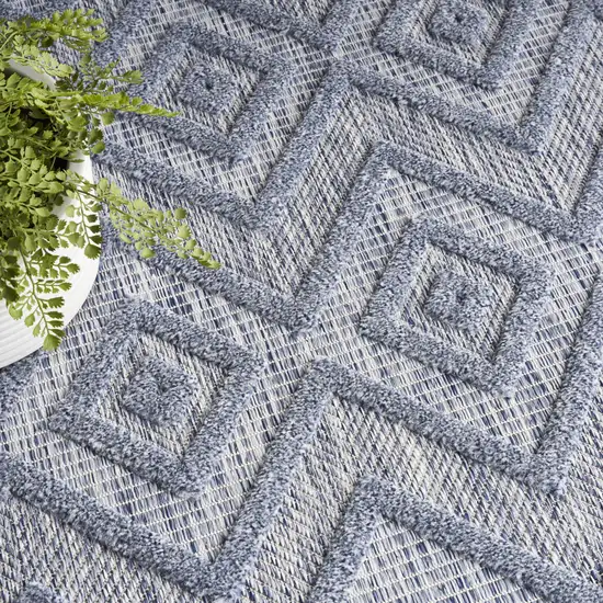 Blue Geometric Flatweave Area Rug Photo 4