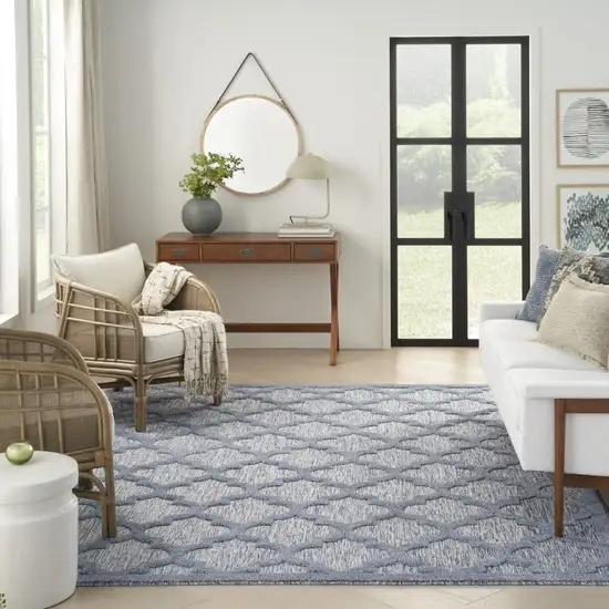 Blue Geometric Flatweave Area Rug Photo 5