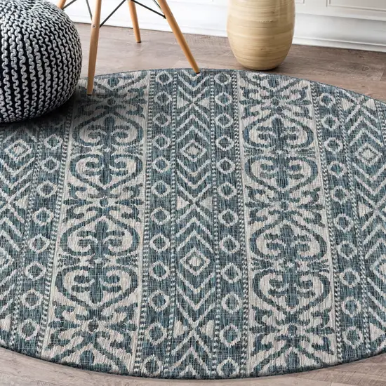 Blue Geometric Indoor Outdoor Area Rug Photo 6