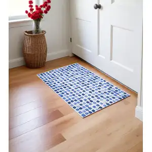 Photo of Blue Geometric Non Skid Area Rug