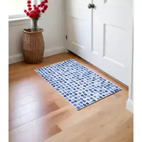 Photo of Blue Geometric Non Skid Area Rug