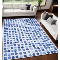 Photo of Blue Geometric Non Skid Area Rug