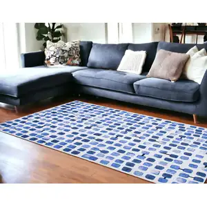 Photo of Blue Geometric Non Skid Area Rug