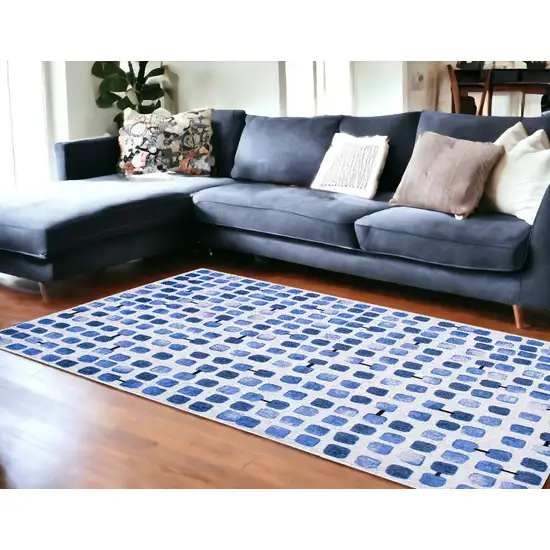 Blue Geometric Non Skid Area Rug Photo 1