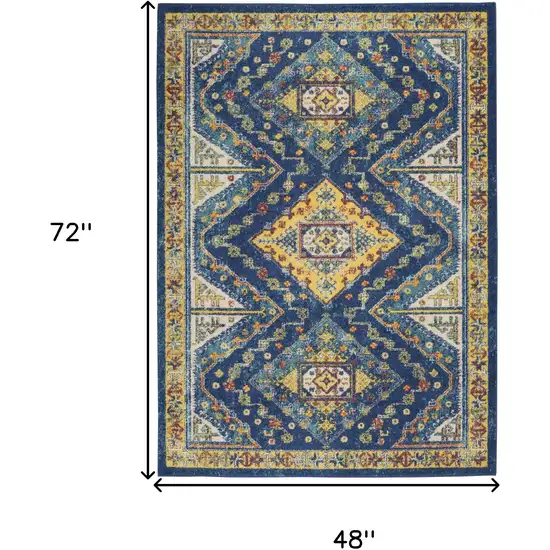 Blue Geometric Power Loom Area Rug Photo 3