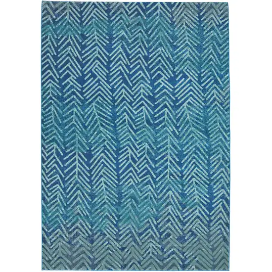 Blue Geometric Power Loom Area Rug Photo 3