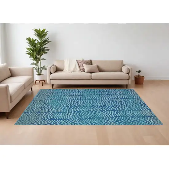 Blue Geometric Power Loom Area Rug Photo 2