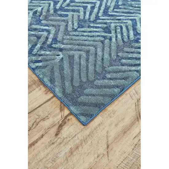 Blue Geometric Power Loom Area Rug Photo 4