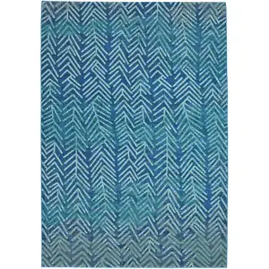 Photo of Blue Geometric Power Loom Area Rug