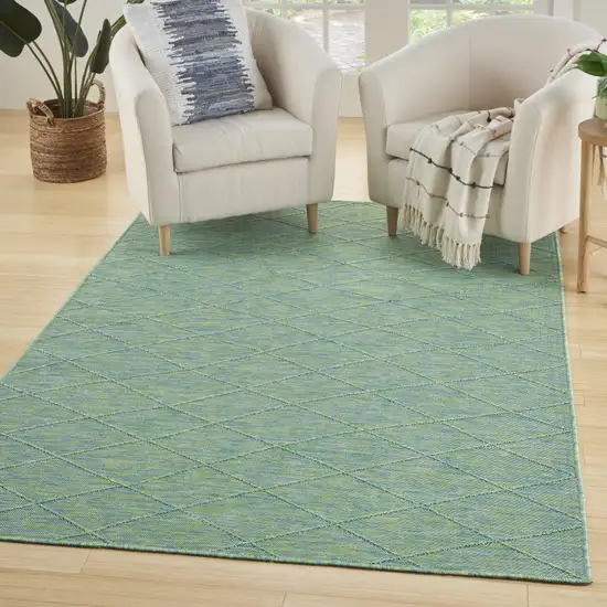 Blue Geometric Power Loom Non Skid Area Rug Photo 7