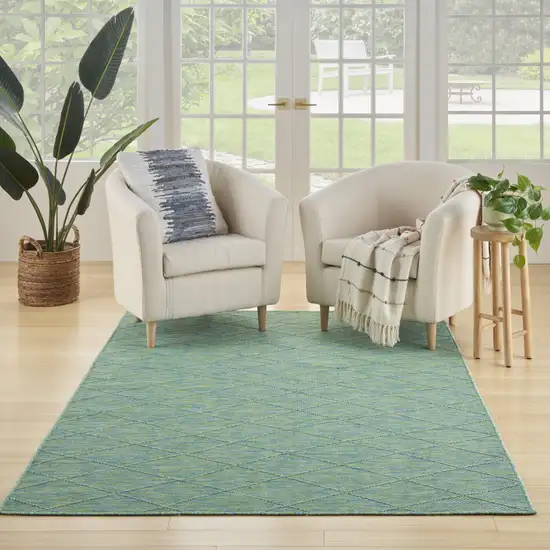 Blue Geometric Power Loom Non Skid Area Rug Photo 8