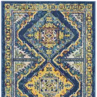 Photo of Blue Geometric Power Loom Runner Rug