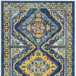 Photo of Blue Geometric Power Loom Runner Rug