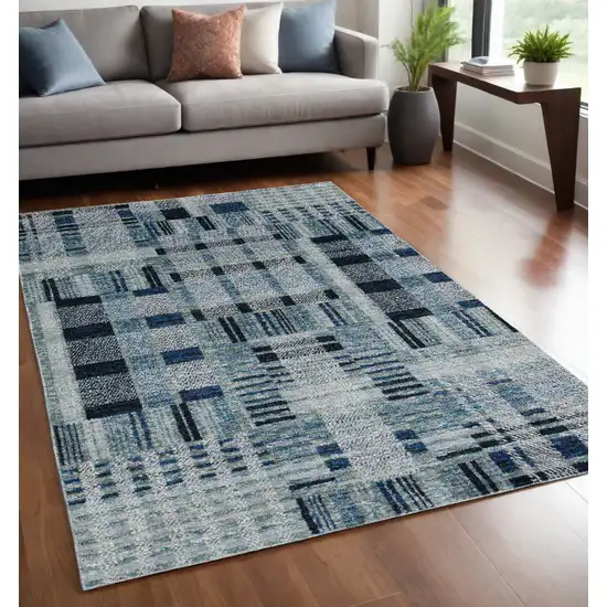 Blue Geometric Power Loom Area Rug Photo 1