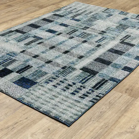 Blue Geometric Power Loom Stain Resistant Area Rug Photo 6