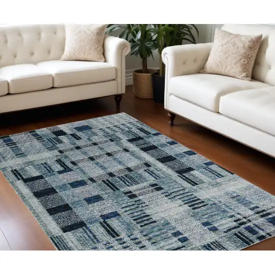 Blue Geometric Power Loom Area Rug Photo 1