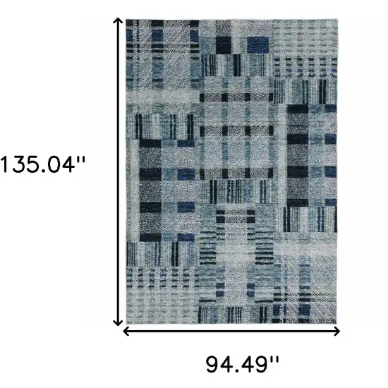 Blue Geometric Power Loom Stain Resistant Area Rug Photo 9