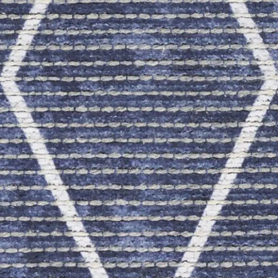 Blue Geometric Power Loom Washable Runner Rug Photo 5