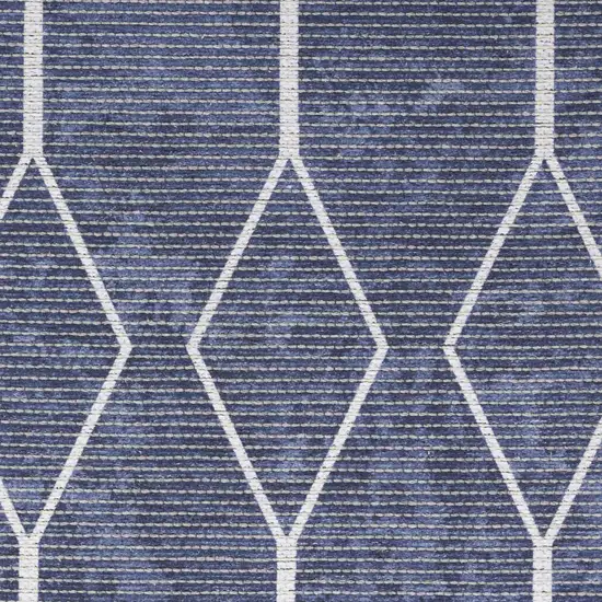 Blue Geometric Power Loom Washable Runner Rug Photo 6