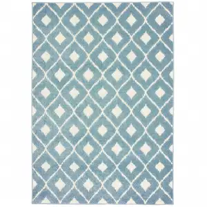 Photo of Blue Geometric Stain Resistant Indoor Outdoor Area Rug