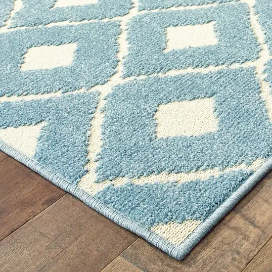 Blue Geometric Stain Resistant Indoor Outdoor Area Rug Photo 3