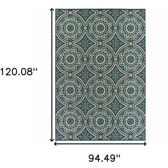 Blue Geometric Stain Resistant Indoor Outdoor Area Rug Photo 6