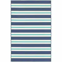 Photo of Blue Geometric Stain Resistant Indoor Outdoor Area Rug