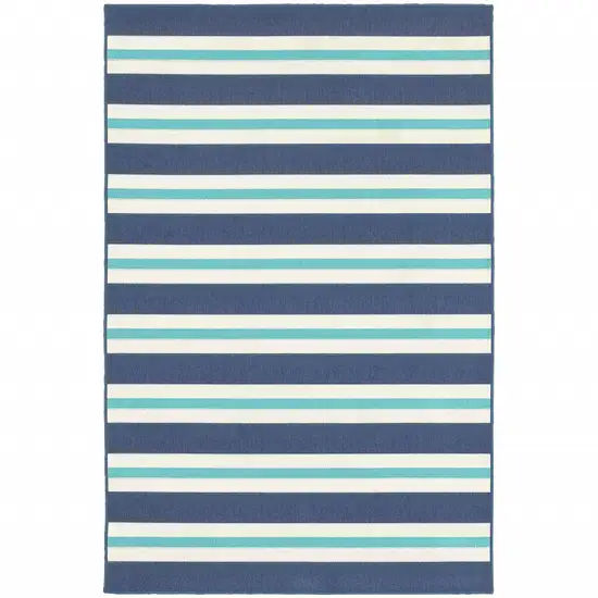 Blue Geometric Stain Resistant Indoor Outdoor Area Rug Photo 1