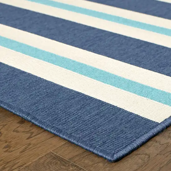 Blue Geometric Stain Resistant Indoor Outdoor Area Rug Photo 5