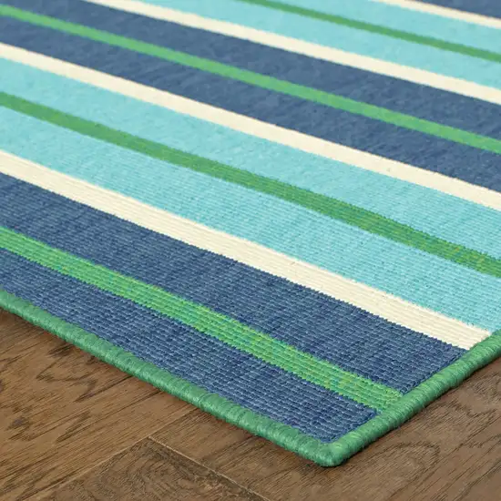 Blue Geometric Stain Resistant Indoor Outdoor Area Rug Photo 6