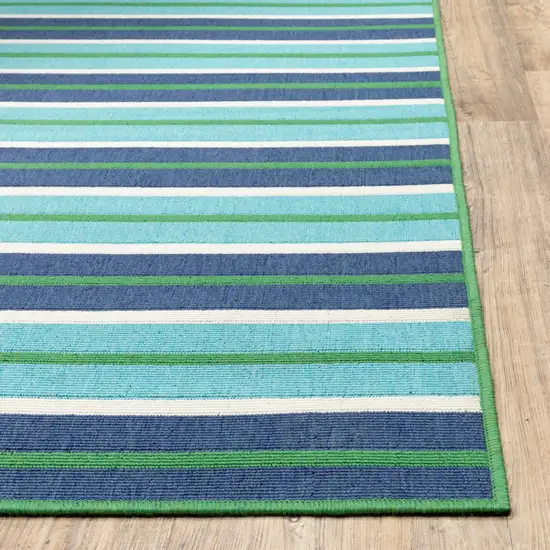 Blue Geometric Stain Resistant Indoor Outdoor Area Rug Photo 6