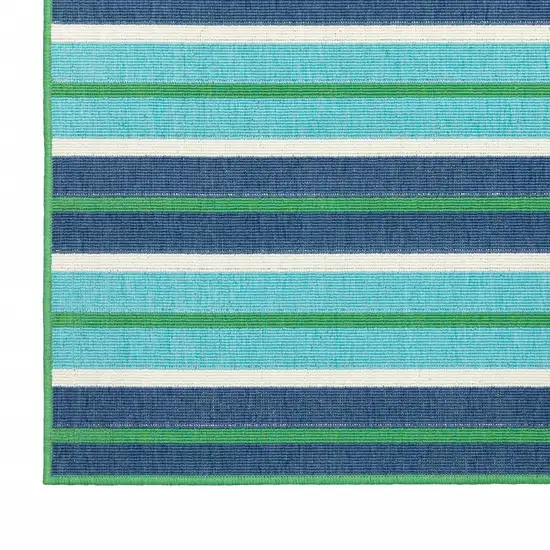 Blue Geometric Stain Resistant Indoor Outdoor Area Rug Photo 5