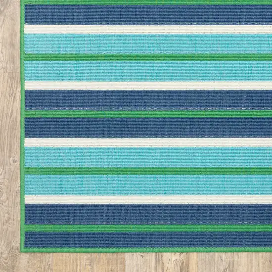 Blue Geometric Stain Resistant Indoor Outdoor Area Rug Photo 8