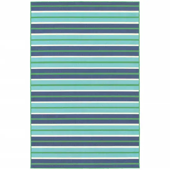 Blue Geometric Stain Resistant Indoor Outdoor Area Rug Photo 1