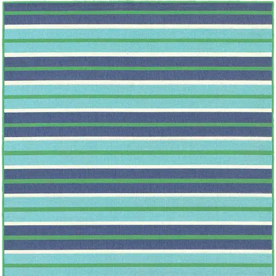 Blue and Green Geometric Stain Resistant Indoor Outdoor Area Rug Photo 7