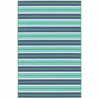 Photo of Blue Geometric Stain Resistant Indoor Outdoor Area Rug