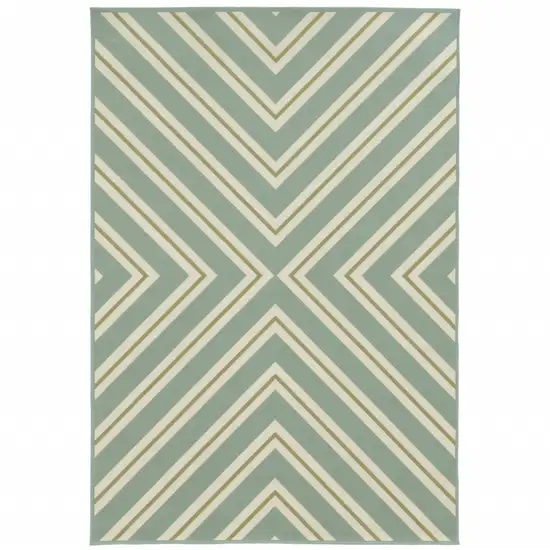 Blue Geometric Stain Resistant Indoor Outdoor Area Rug Photo 1