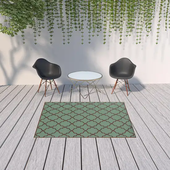 Blue Geometric Stain Resistant Indoor Outdoor Area Rug Photo 2