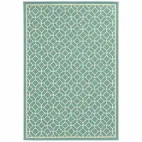 Photo of Blue Geometric Stain Resistant Indoor Outdoor Area Rug