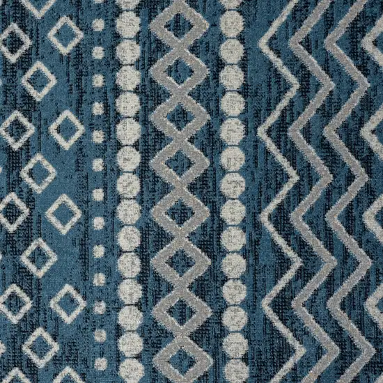 Blue Geometric Washable Area Rug Photo 9