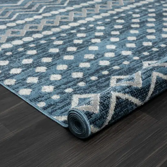 Blue Geometric Washable Area Rug Photo 5