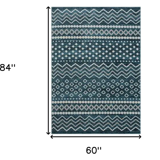 Blue Geometric Washable Area Rug Photo 8